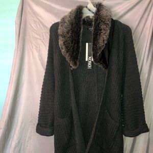 XOXO Fur Collared Cardigan